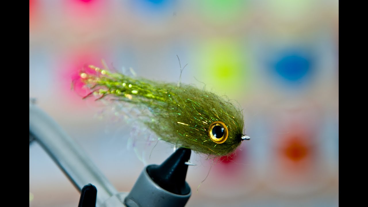 Sparkle Mop Head Fly - Olive - Streamer fly tying tutorial 