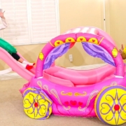 Emma-Learn-Colors-Pretend-Play-with-Pink-Kids-Slide-and-Princess-Carriage-Inflatable-Toy